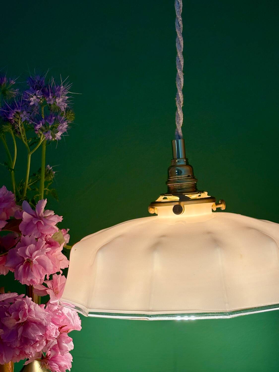 Vintage pink opaline pendant light