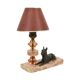 French Art Deco Table Lamp Pink Marble Glass Shepherd Dog