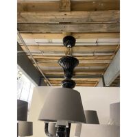 Contemporary Venetian Black Murano Glass Chandelier With Grey Shades