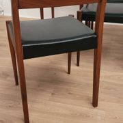 6 Chaises Scandinaves vintage Teck et simili cuir 1960 Danemark