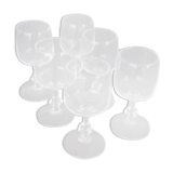 6 verres à pied à liqueur  verre transparent  années 1970