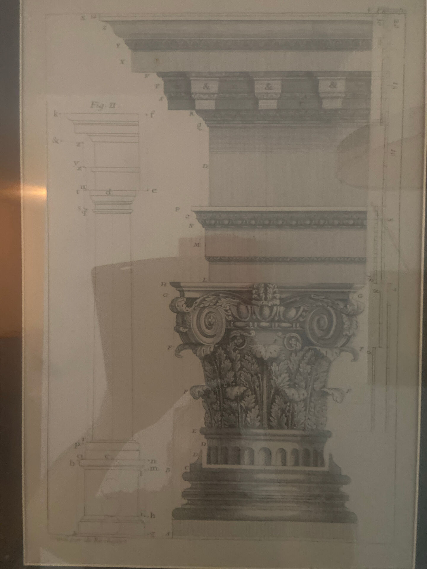 Gravure d’architecture ancienne — Chapiteau classique — Encadrement re