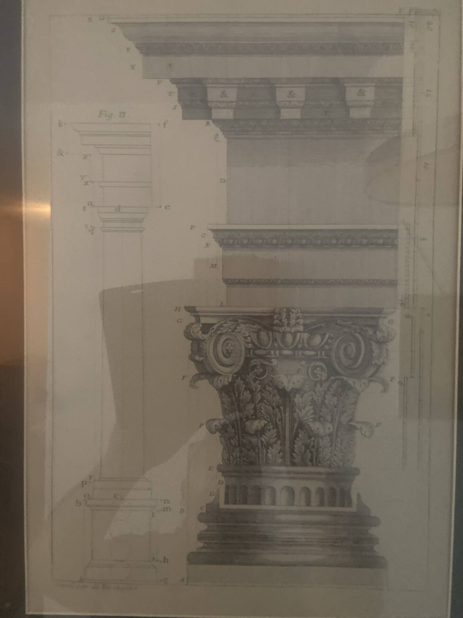 Gravure d’architecture ancienne — Chapiteau classique — Encadrement re