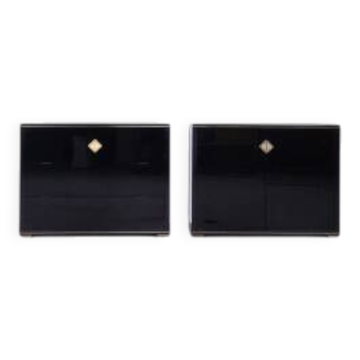 Art deco black and gold cabinets by Pierre Vandel, 1970s