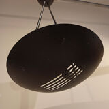 Large Suspension industrial chandelier vintage black metal saucer shape