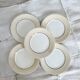 5 vintage earthenware dessert plates stamped Salins - Marli beige and white gingham