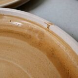 6 flat plates in Burgundy stoneware, Sarreguemines France