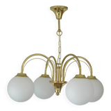 Elegant Gold Vintage Chandelier Mid Century Hollywood Regency Hanging Lamp