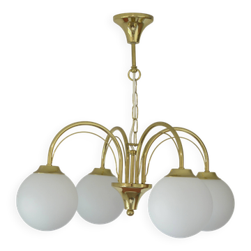 Lustre vintage doré élégant du milieu du siècle, lampe suspendue Hollywood Regency