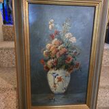 Oil on panel with bouquet