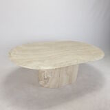 Italian Oval Travertine Coffee Table, 1984