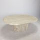 Table basse ovale italienne en travertin, 1984