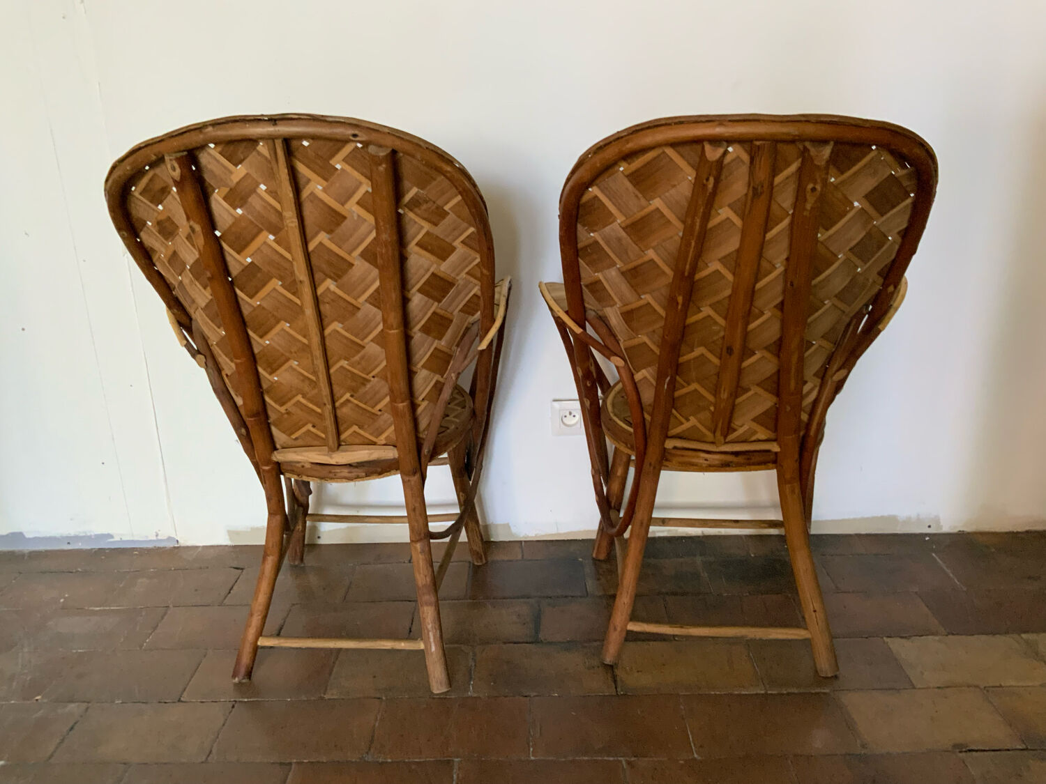 Pair of chestnut armchairs