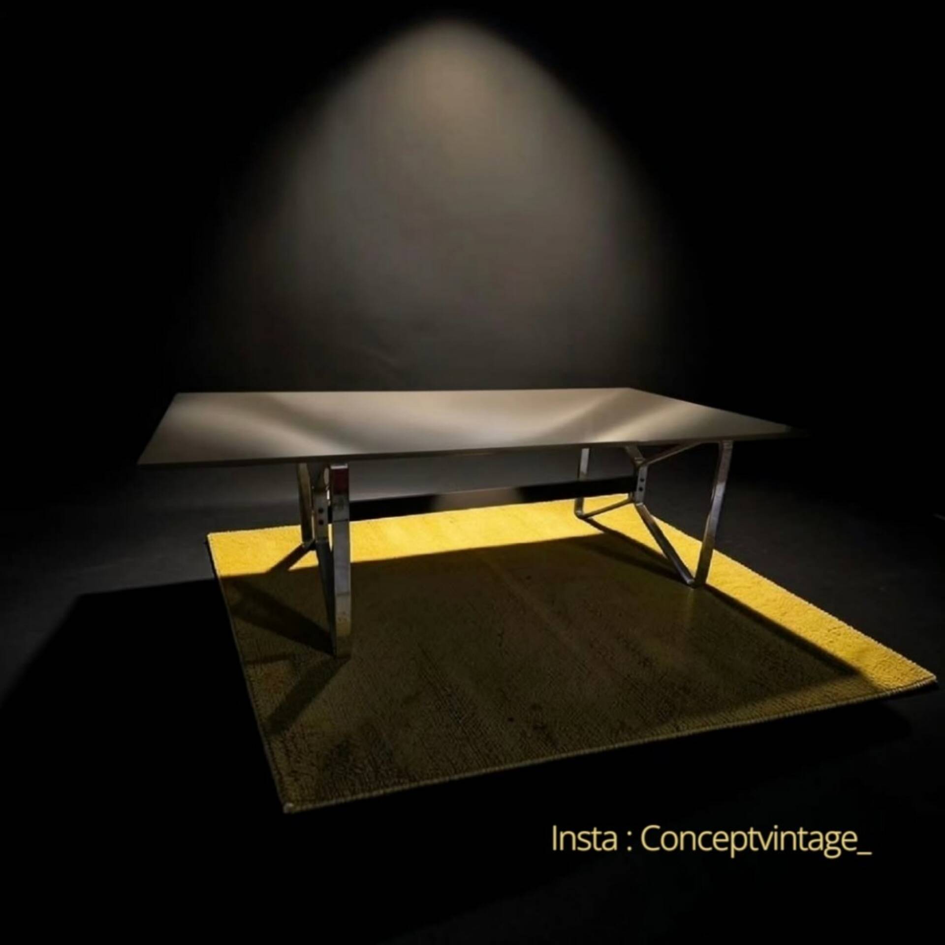 Smoked glass & chrome table design – 1970s Italian style