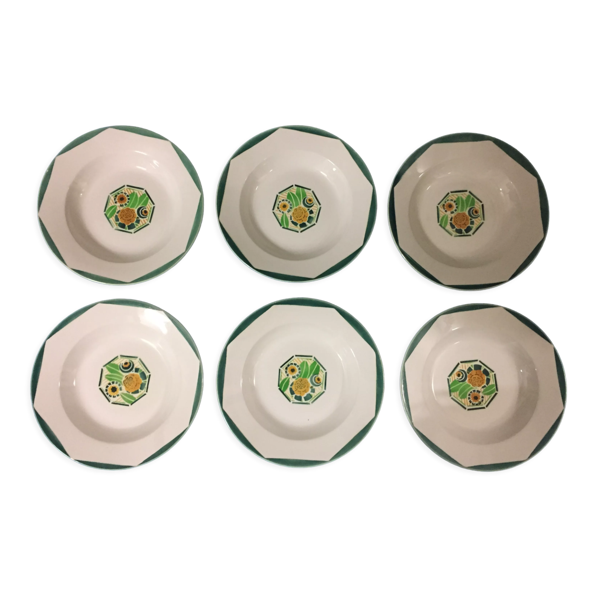 Set de 6 assiettes creuses Digoin Sarreguemines “Oxford”