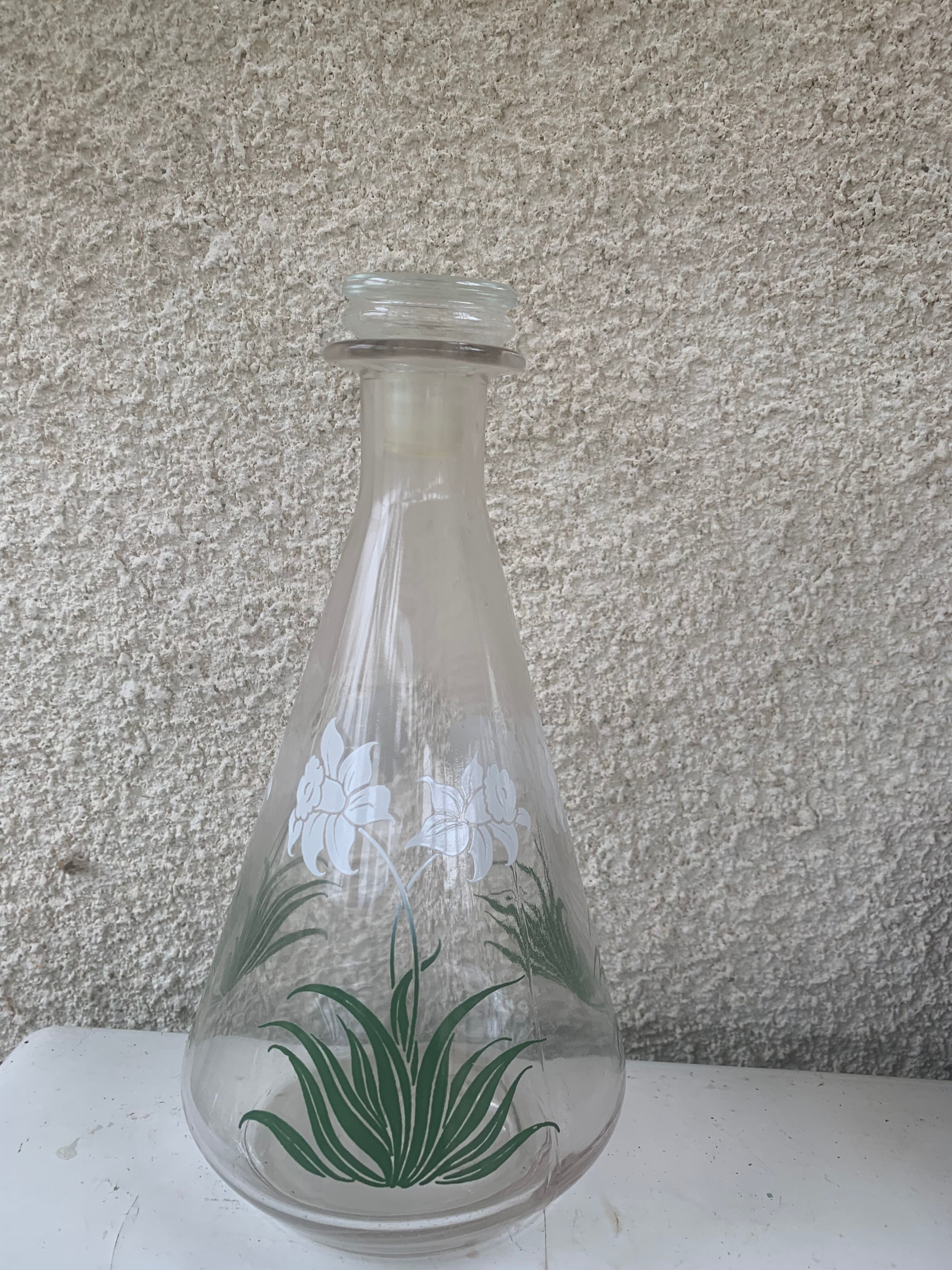 Carafe motif floral narcisse vintage