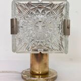 Design table crystal glass brass lamp by Kamenicky Senov, 1970s