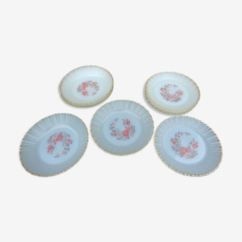 Set of hollow plates/dessert Vintage Termocrisa Mexico in opaline 60s