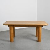 Dining table in glued laminated pine, France, around 1970.