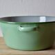Large vintage basin in green enameled sheet metal