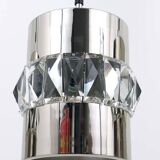 Three Bakalowits pendant lamps in nickel, brass, and faceted crystal, Austria, 1950s.