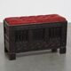 Banc/coffre anglais antique avec siège capitonné rouge