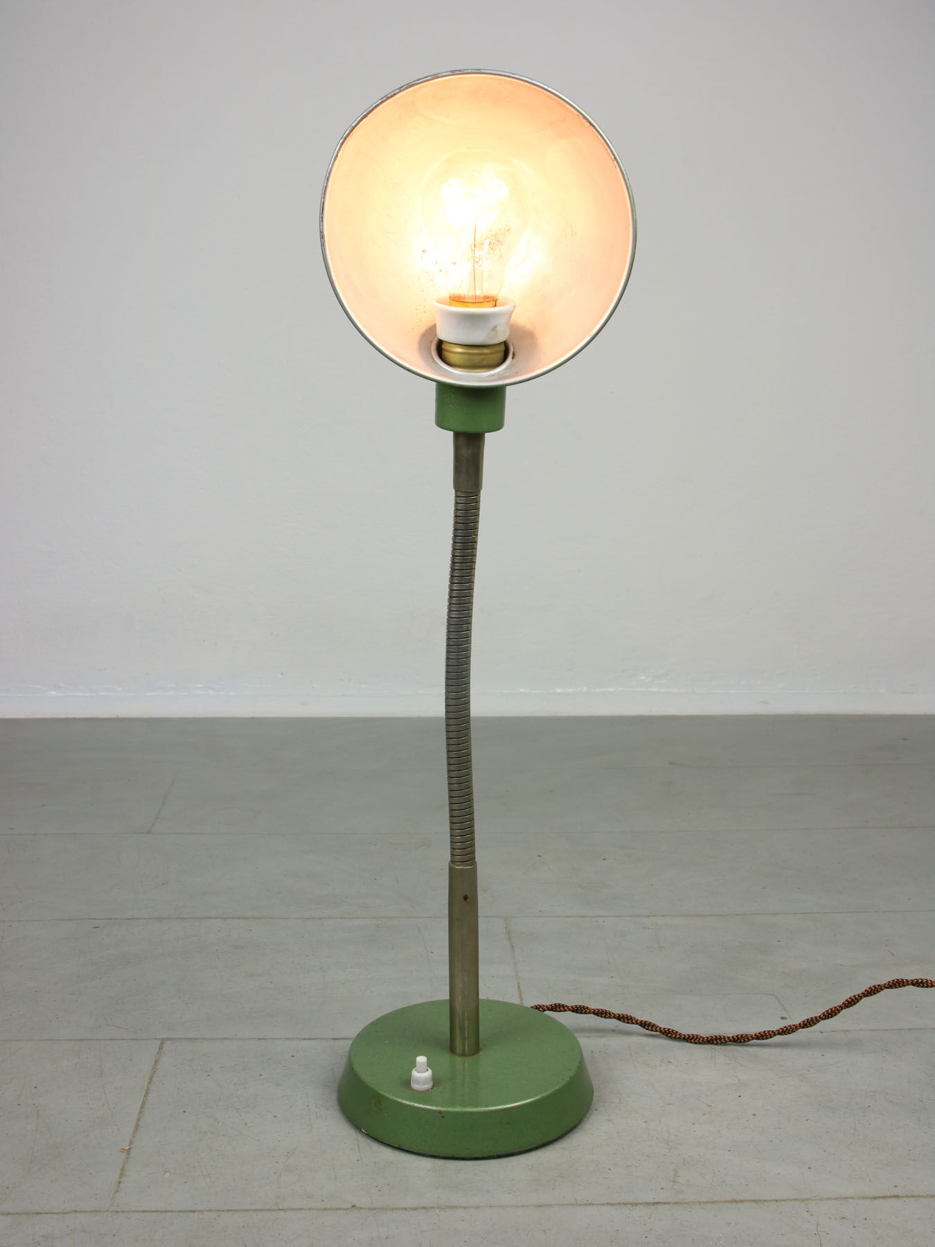Vintage green gooseneck table lamp