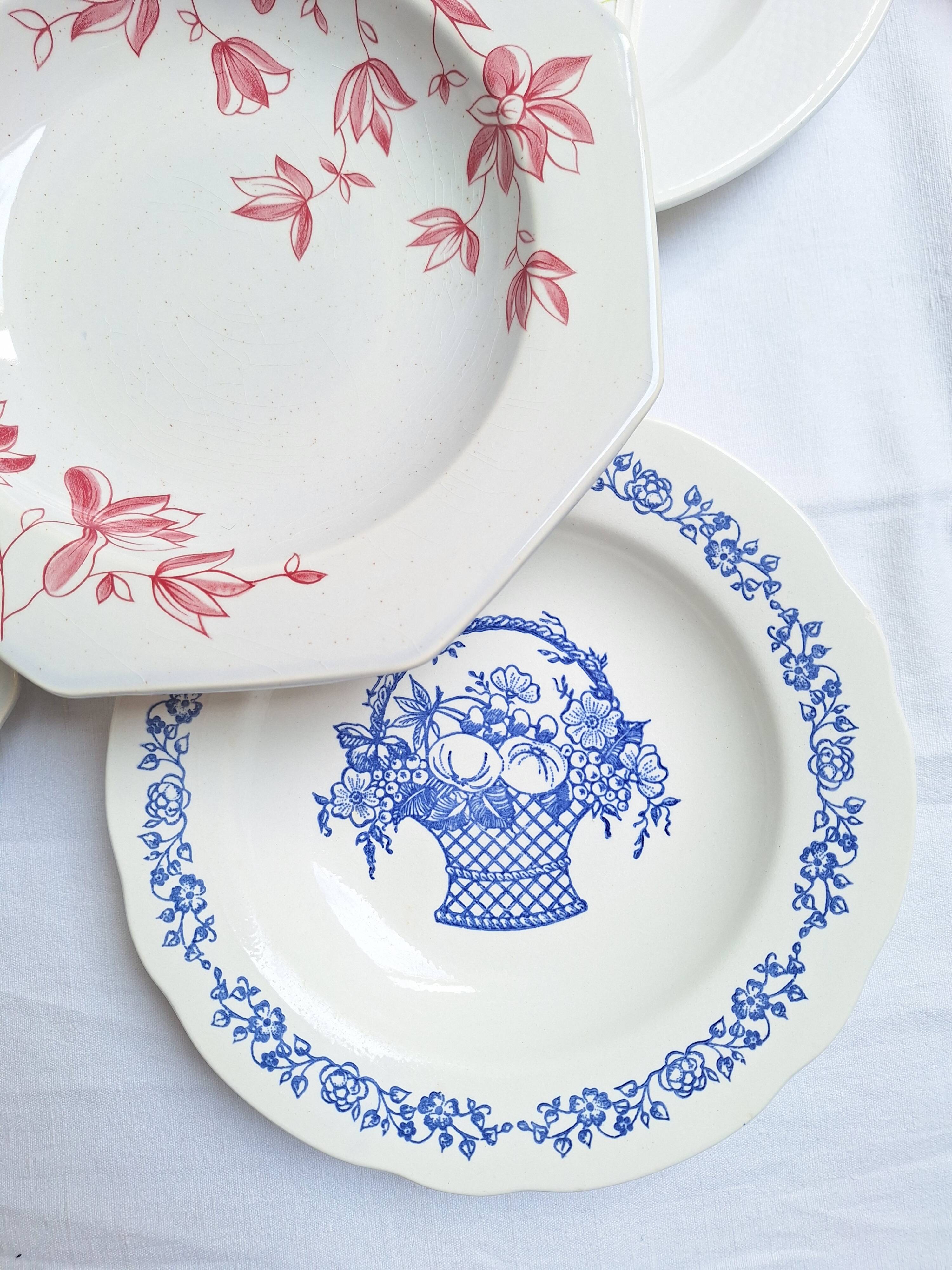 Vintage deep plates St Amand, Digoin, Sarreguemines