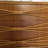 Rattan chest of drawers of the years 50