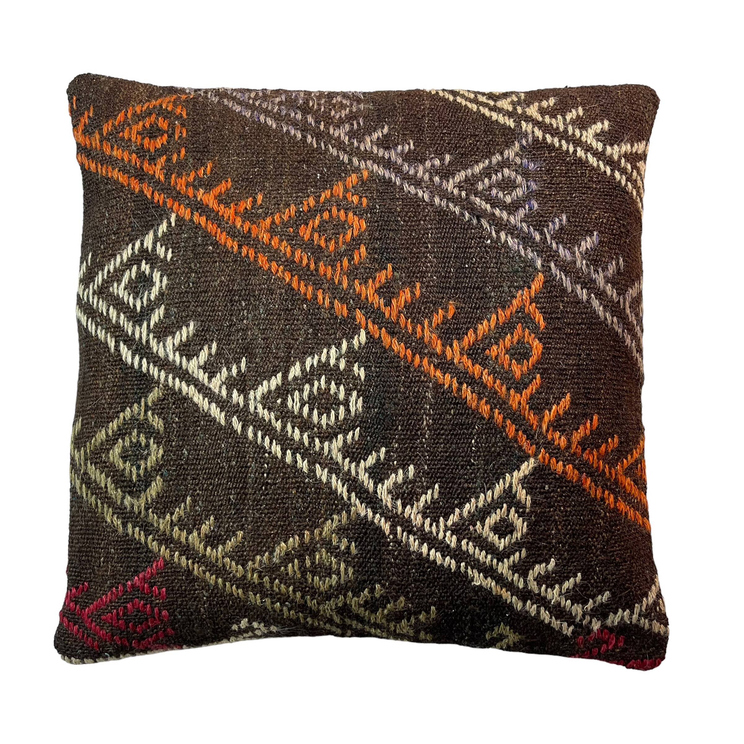 Vintage turkish kilim cushion cover , 55 x 55 cm