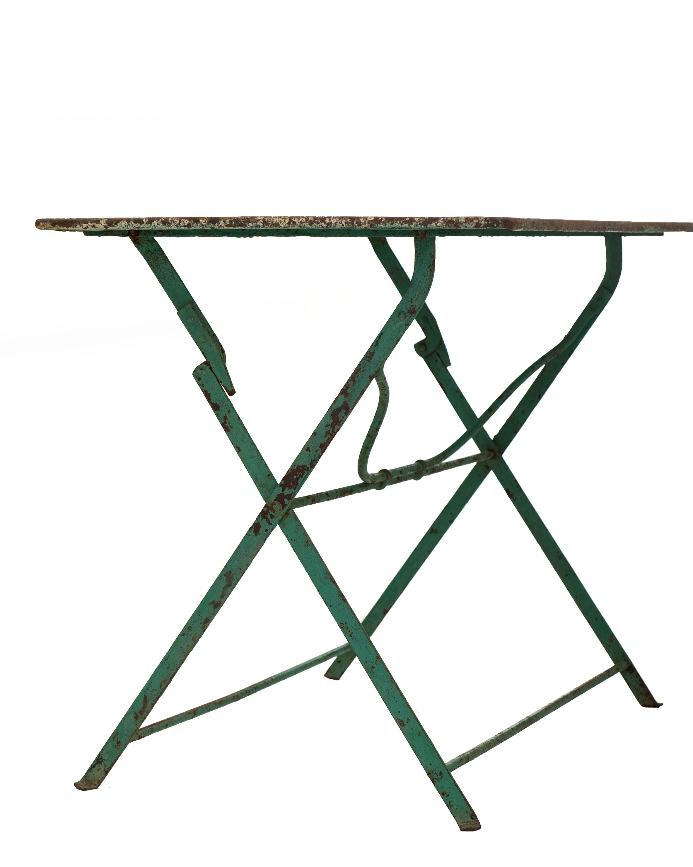 Old folding rectangular iron garden table