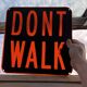 Old signs new york traffic us walk don't walk pair