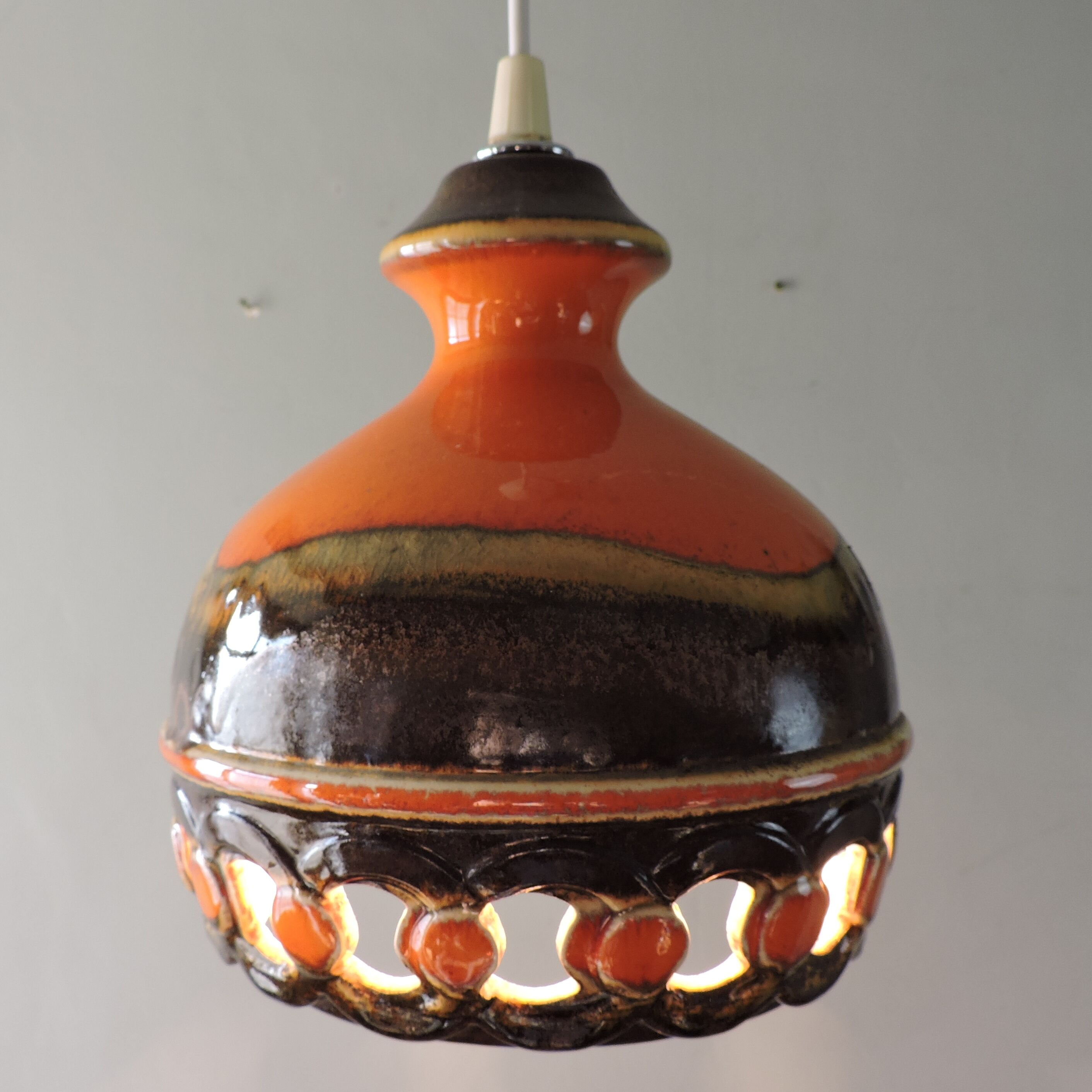 Vintage ceramic pendant lamp Fat Lava Germany 60s