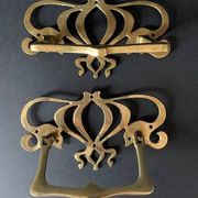 Large Art Nouveau gate handles in gilded brass/Arabesque handles