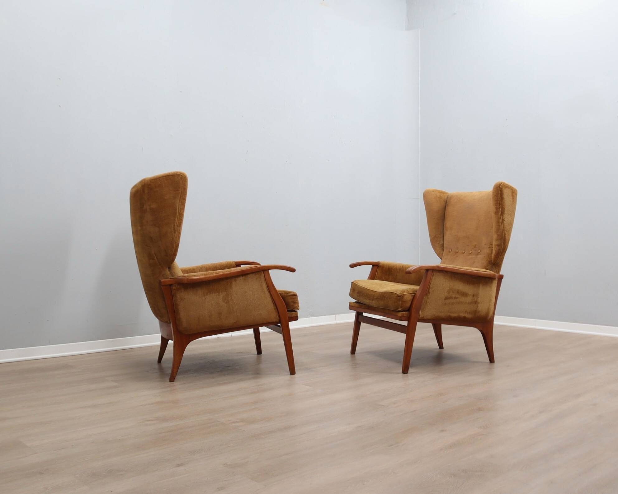 1950s Camea Italian reclining armchairs dralon velvet, set of 2