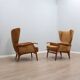 1950s Camea Italian reclining armchairs dralon velvet, set of 2