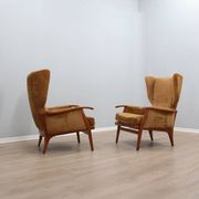 1950s Camea Italian reclining armchairs dralon velvet, set of 2