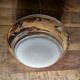 White and gold opaline globe hanging lamp 1950