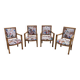 Set of four reupholstered Directoire period armchairs.