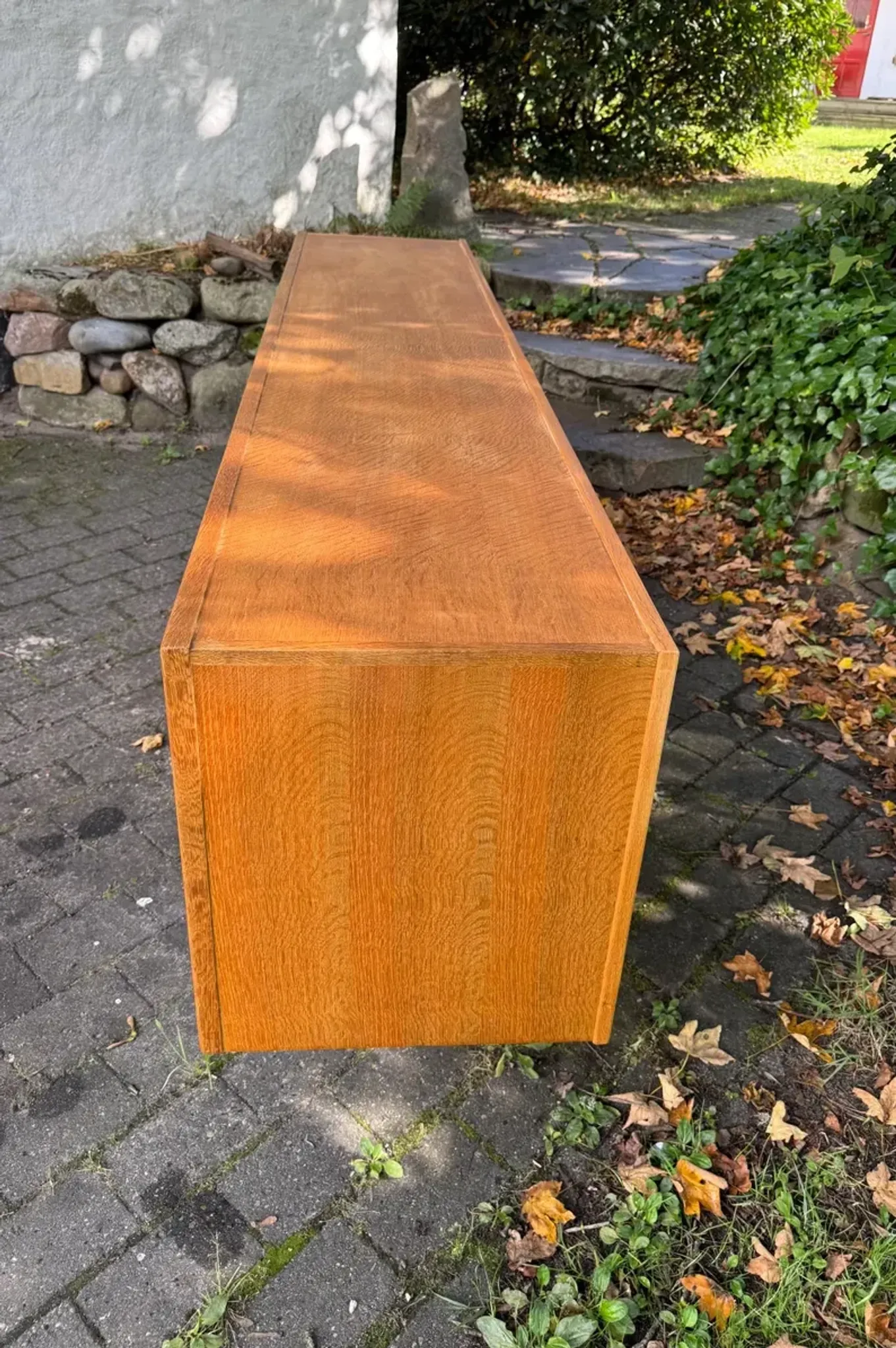 Low Oak Sideboard, Henry Kjaernulf Style, 1960-1970, Danish Design. Mid-Century Modern Style.