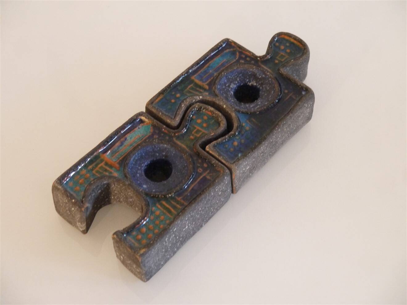 Pair of ceramic candlesticks by Thomas Hellström for Nittsjo.