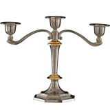 2 candlesticks and 1 silver metal candlestick circa 1980