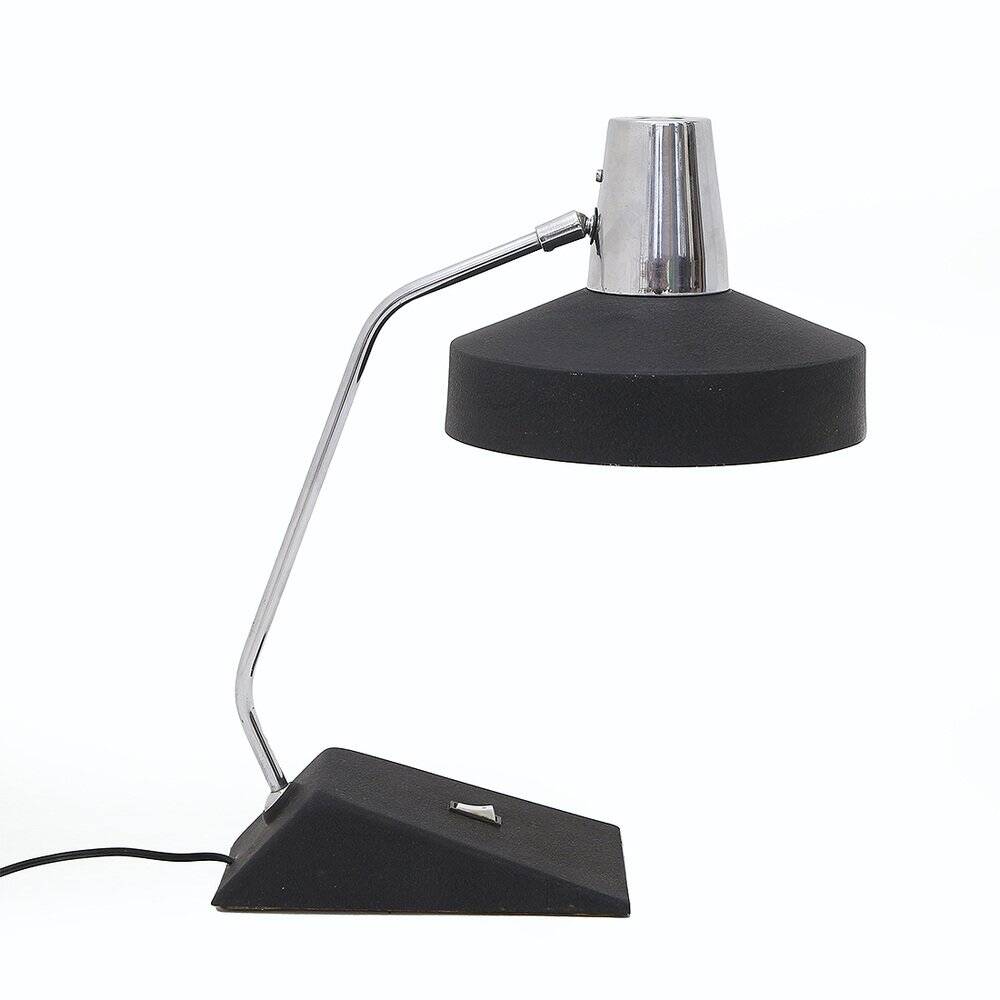 Table lamp in chrome metal and painted black by Seminara, 1960s.