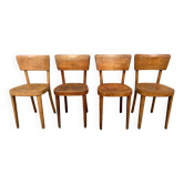 Ensemble de 4 chaises bistrot signées EM vintage 60