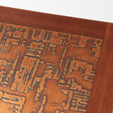 Scandinavian teak coffee table and copper coffee table
