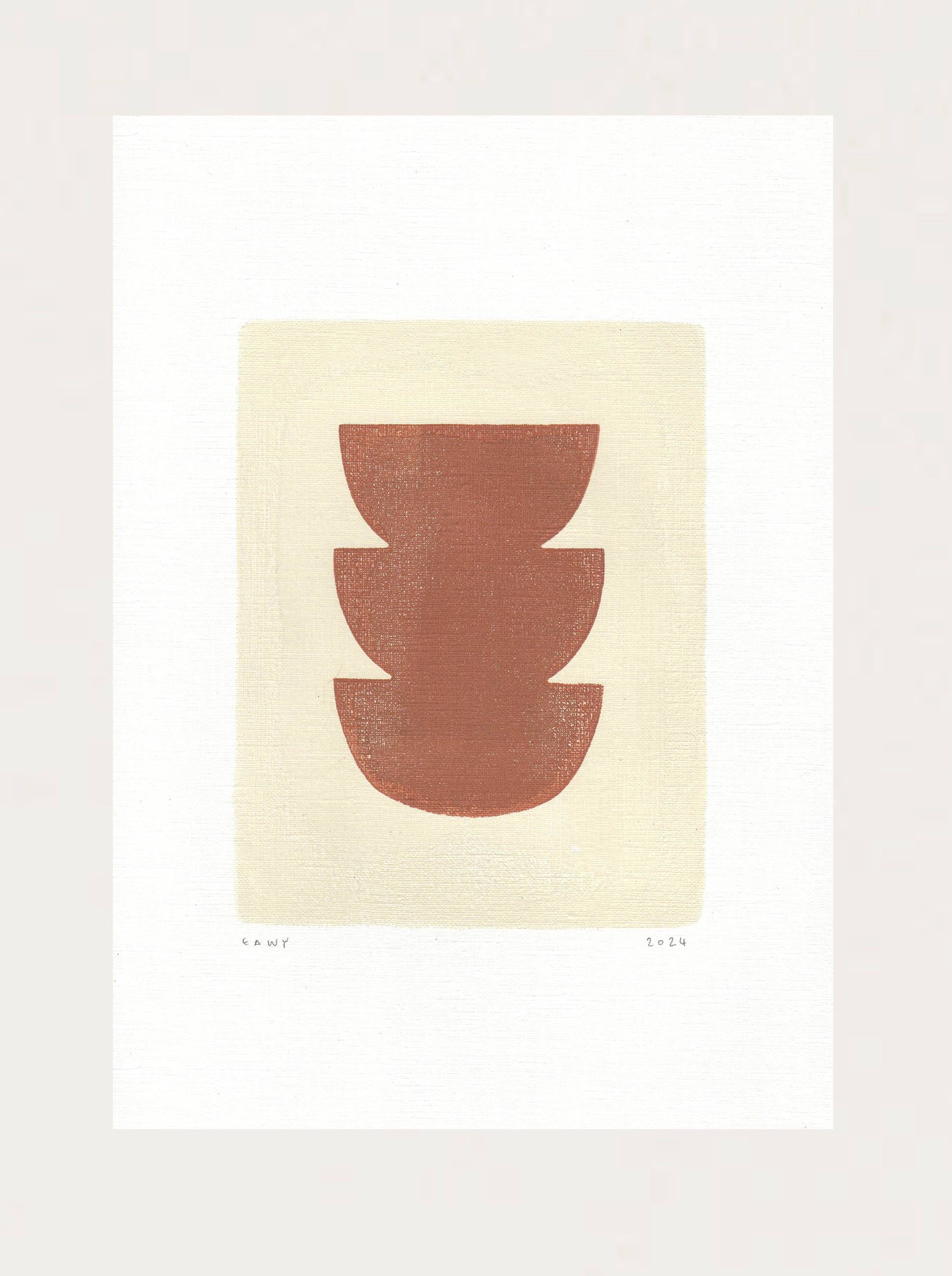 Collection of 4 terracotta paintings signed eawy