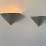 Pair of vintage conical wall lights, brushed metal, France 1970.