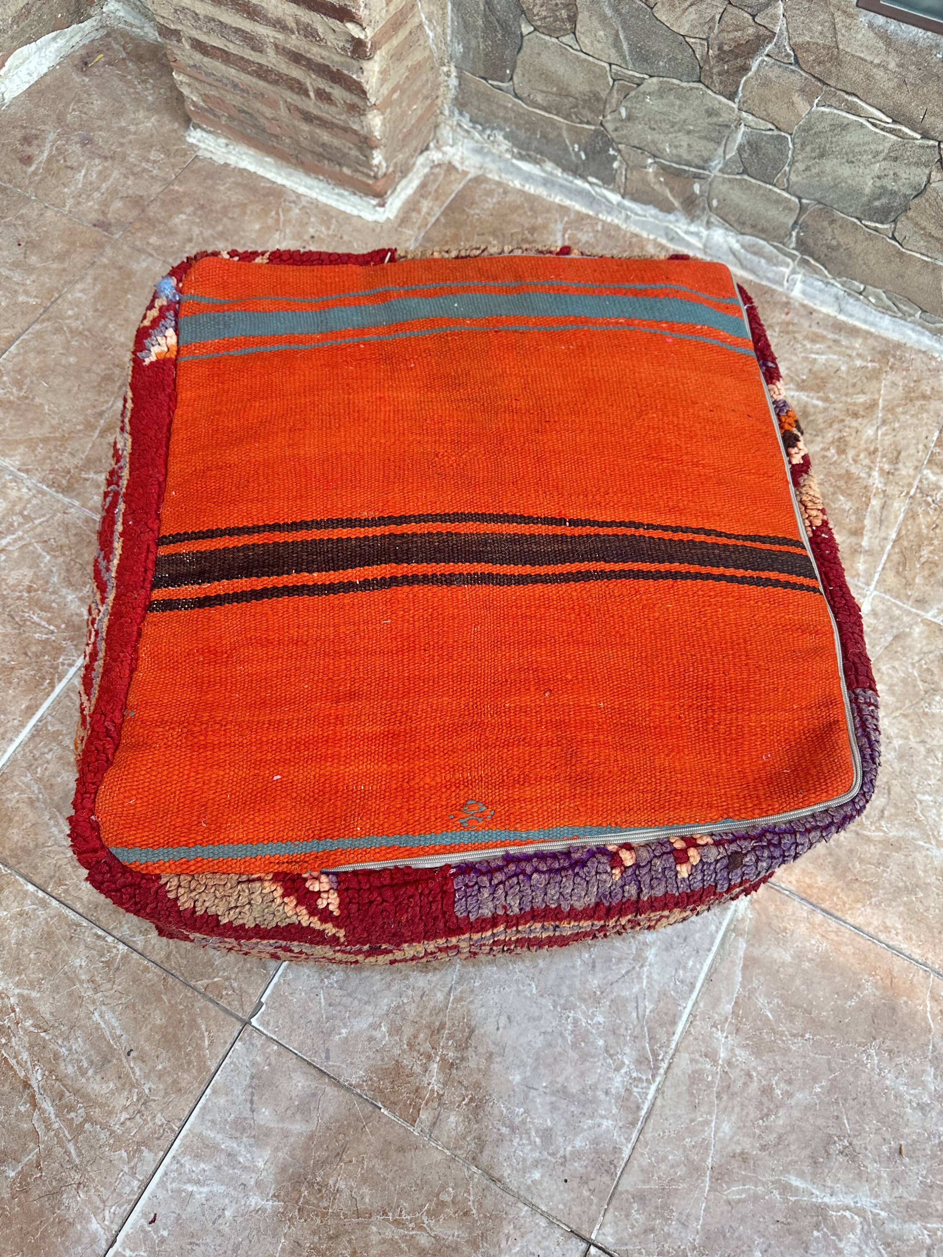 Handmade Berber Kilim pouf, floor cushion