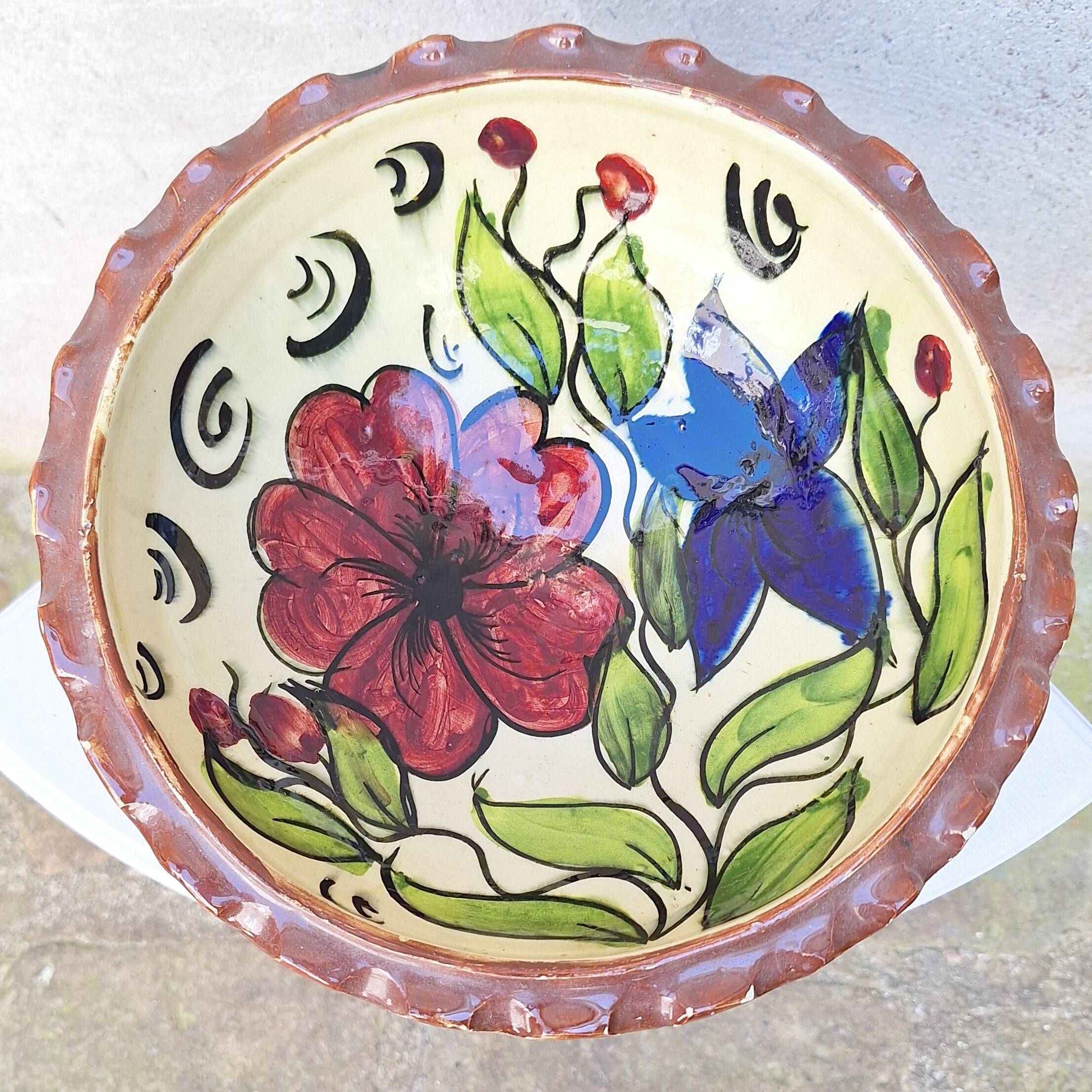 Glazed terracotta fruit bowl