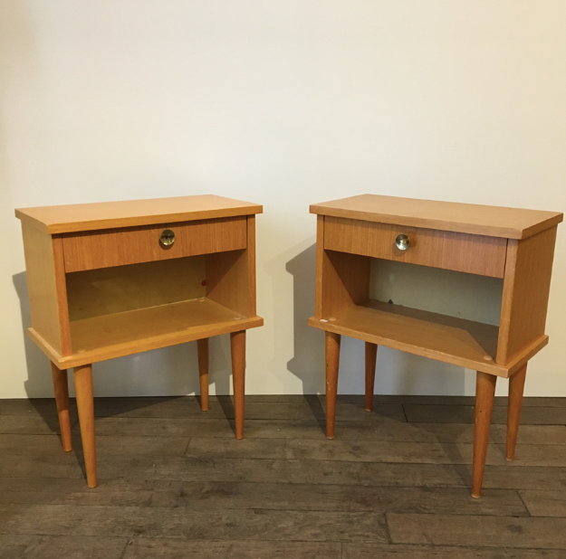 Pair of light wooden bedsides